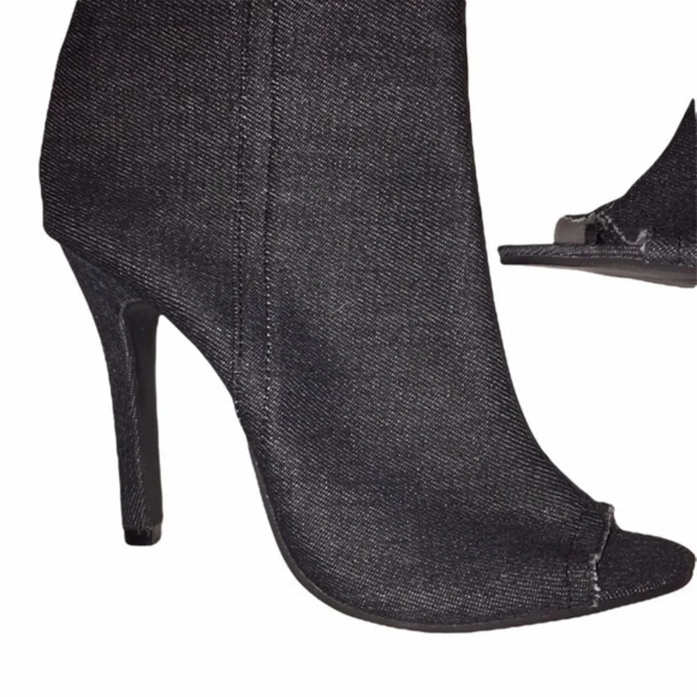 Over The Knee Denim Stilettos